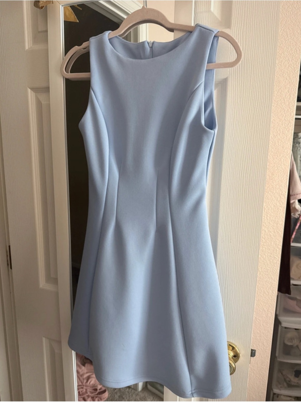 SHEIN Light Blue Sleeveless Fit & Flare Mini Dress